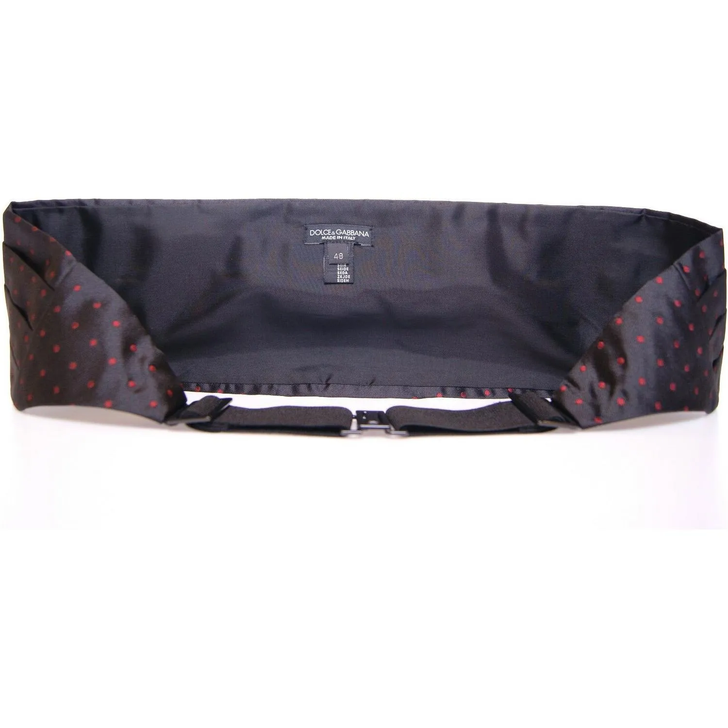 Dolce & Gabbana Elegant Silk Black Cummerbund with Red Polka Dots