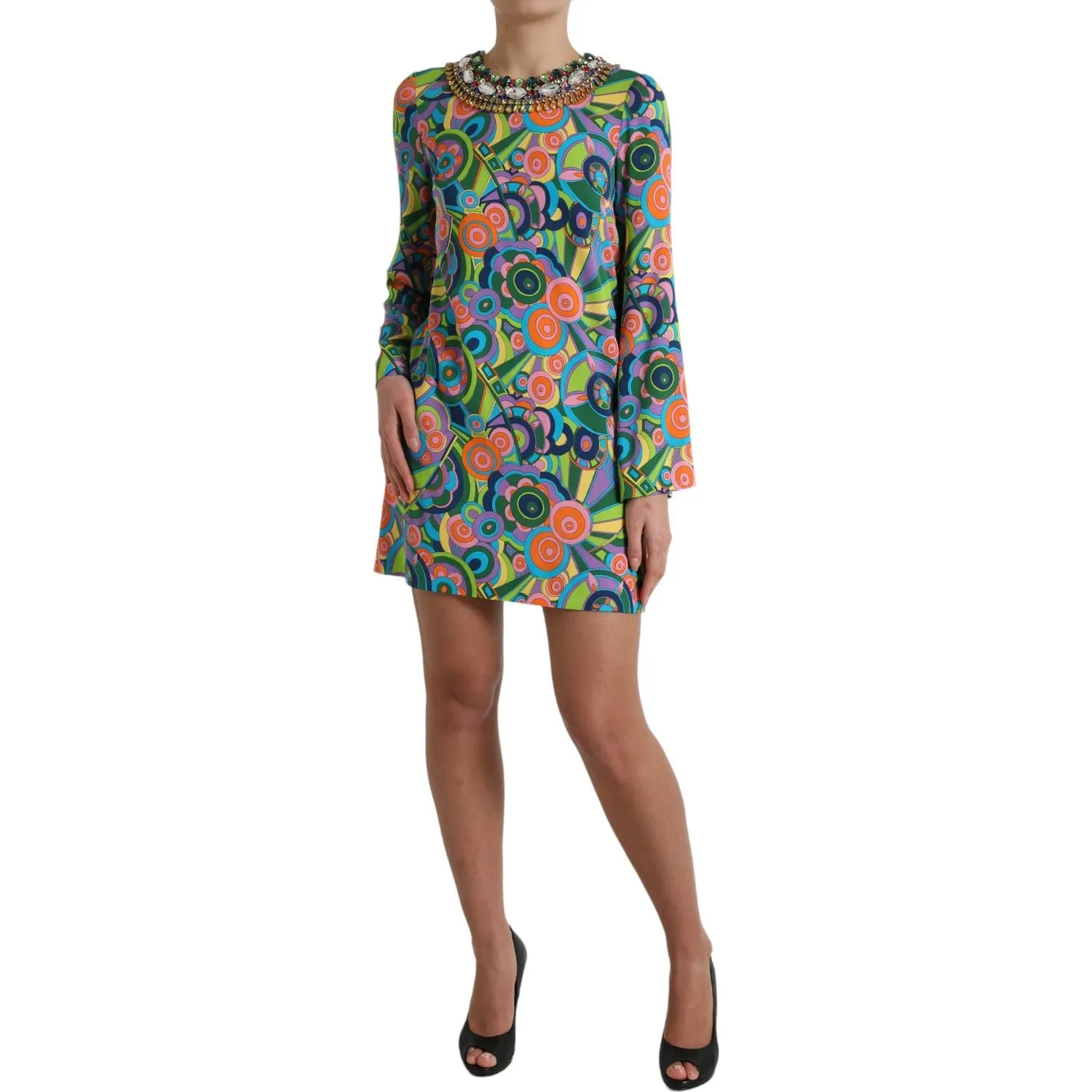 Dolce & Gabbana Multicolor Geometric Silk Mini Dress