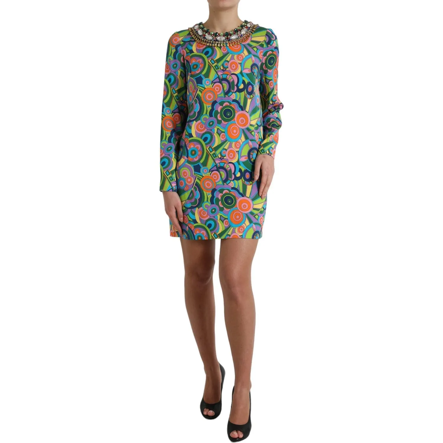 Dolce & Gabbana Multicolor Geometric Silk Mini Dress