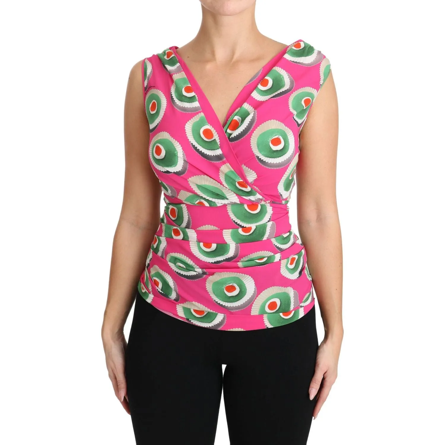 Dolce & Gabbana Sicilian Cake Print Sleeveless Silk Top