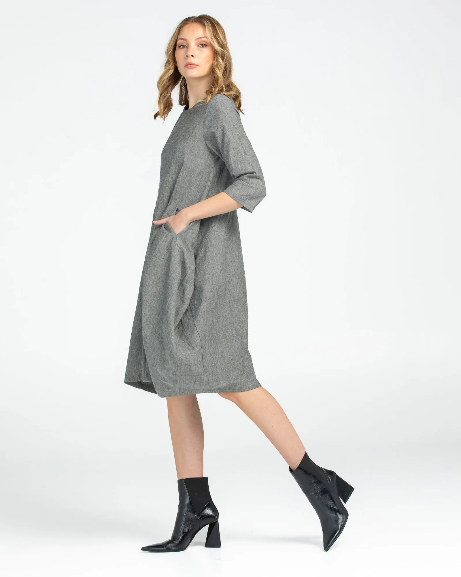 Elka Dress - Winter Black Chambray