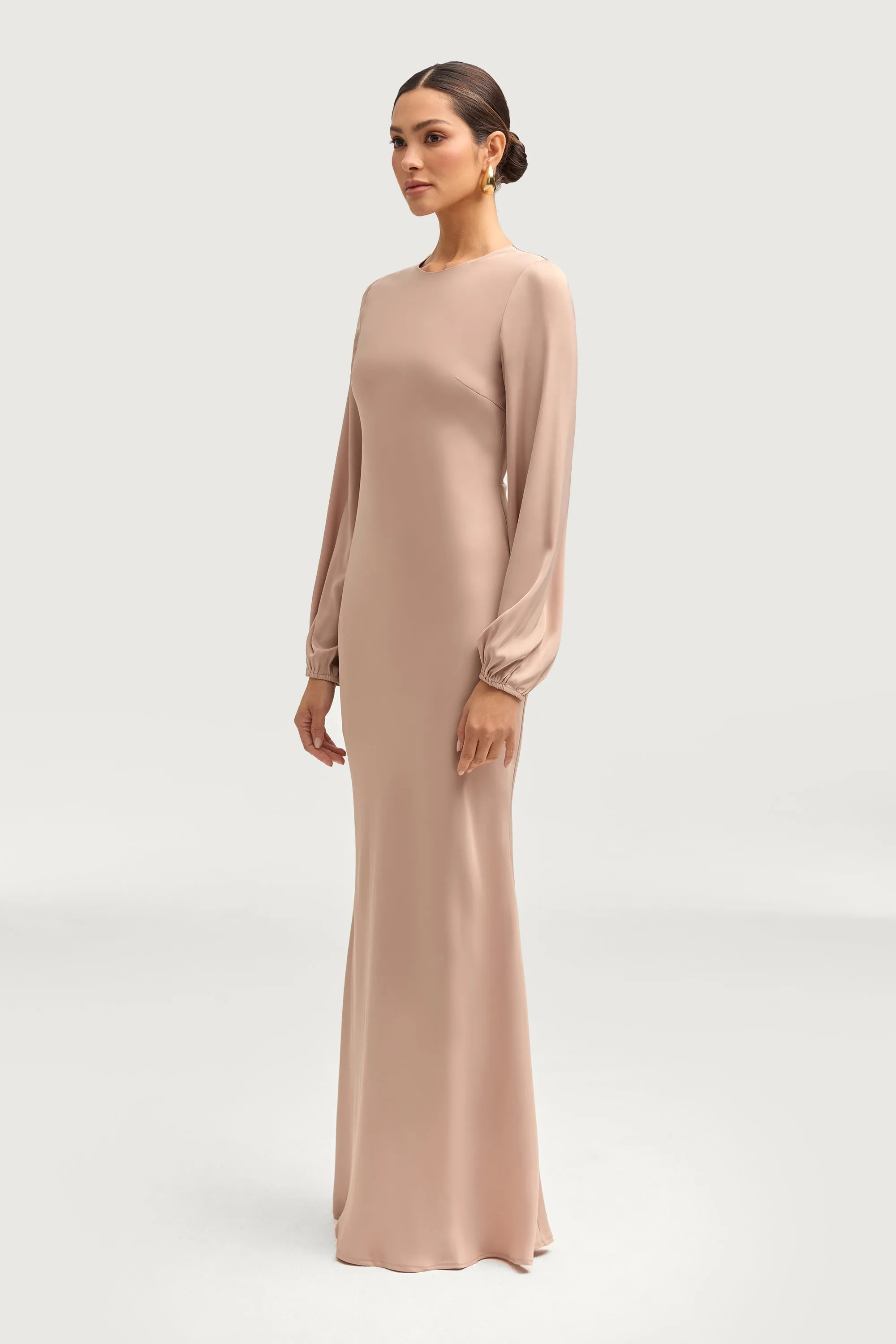 Kamila Satin Maxi Dress - Caffe