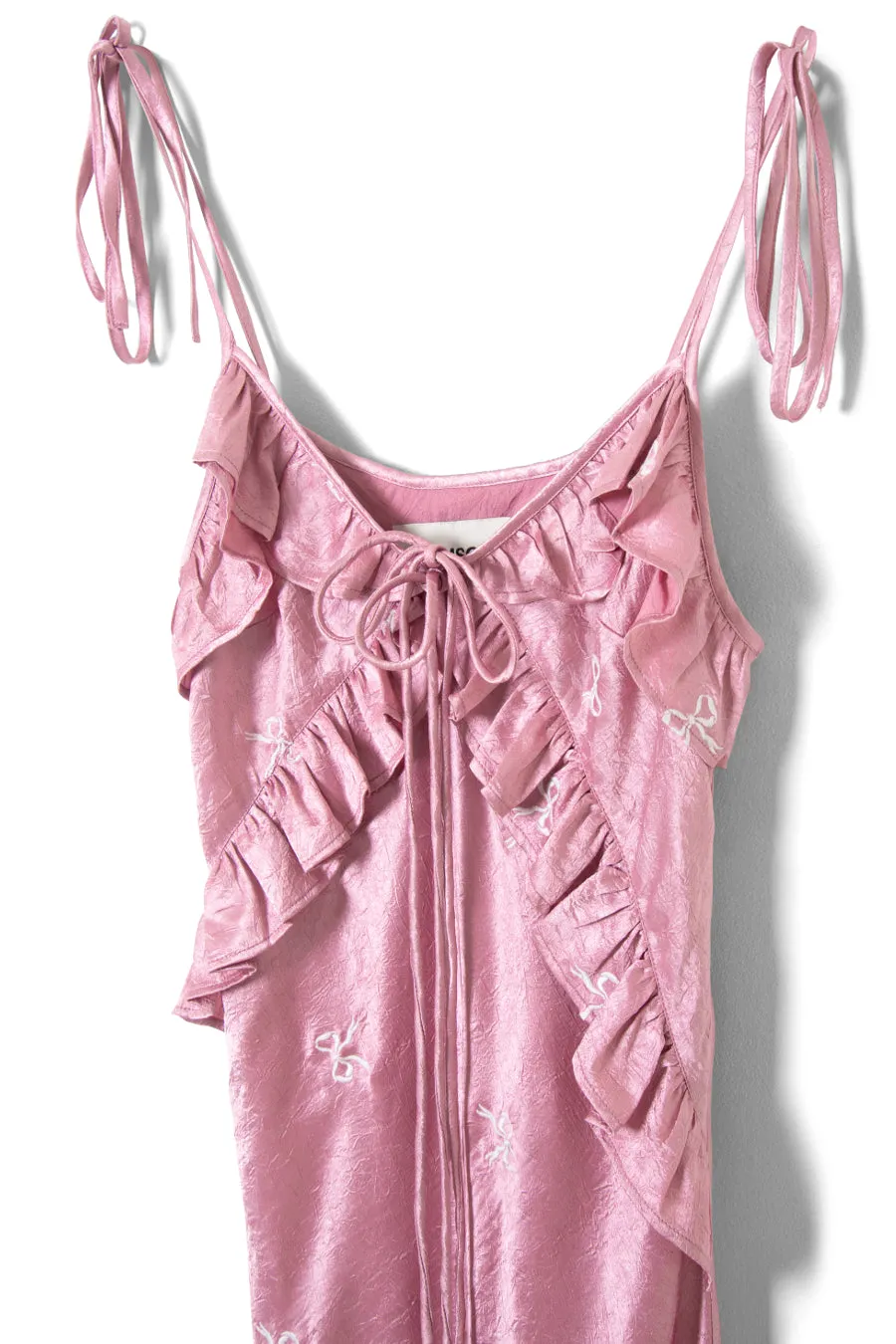 kiki embroidered dress - pink bow