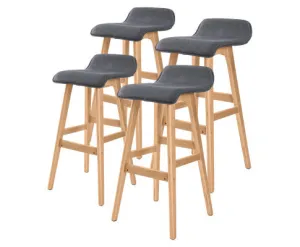 La Bella 4 Set 74cm Grey Wooden Bar Stool Sophia Fabric