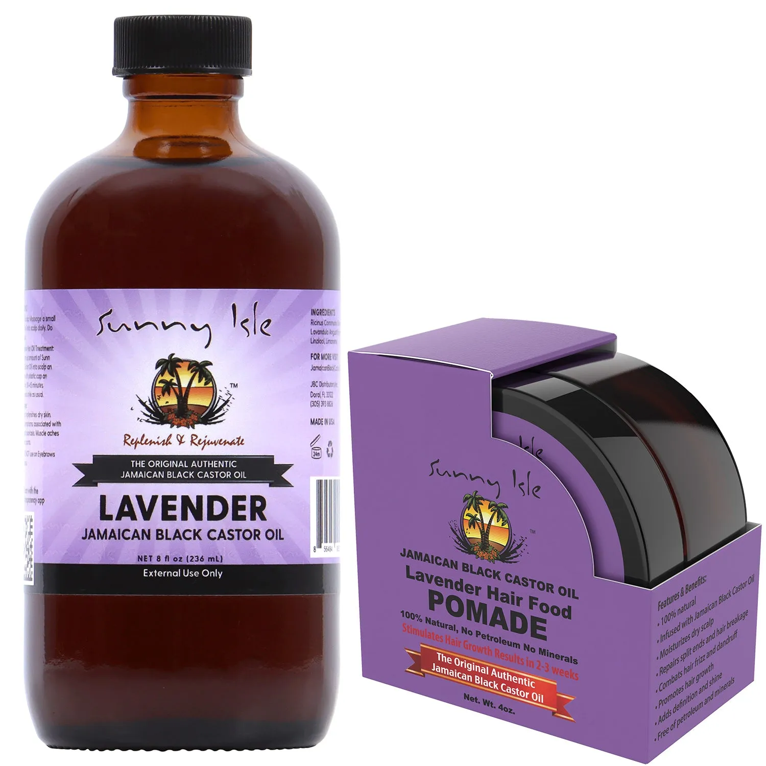 Lavender Jamaican Black Castor Oil 8oz and Pomade 4oz Bundle