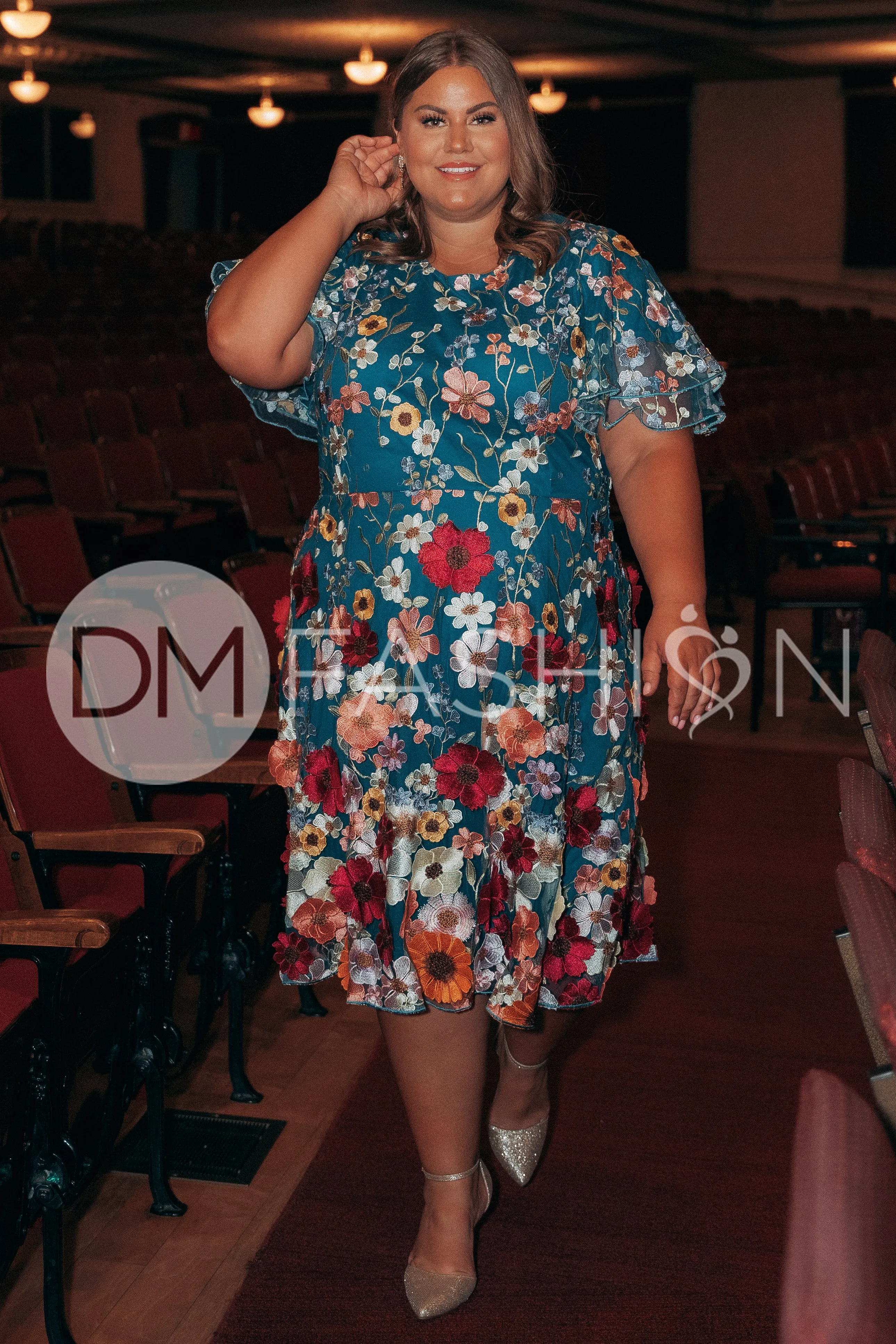 Lillian Duchess Teal Floral Dress - DM Exclusive