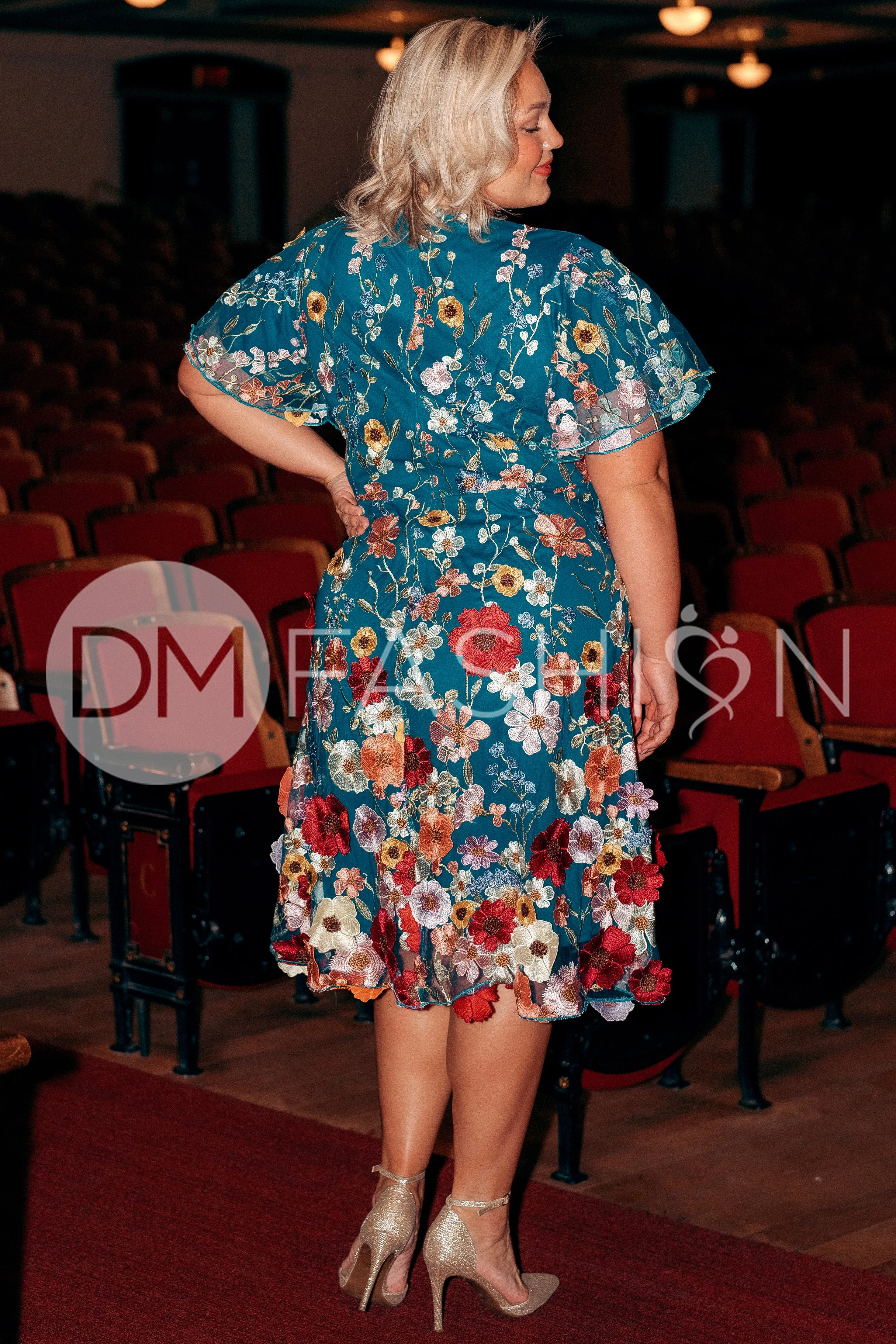 Lillian Duchess Teal Floral Dress - DM Exclusive