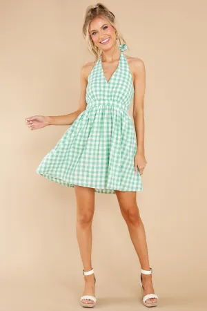 Look My Way Green Gingham Dress