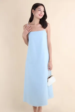 LYN SLIP MIDI DRESS IN SKY BLUE