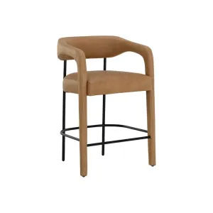 Mavia Counter Stool Modern Sesame Leather Iron Legs