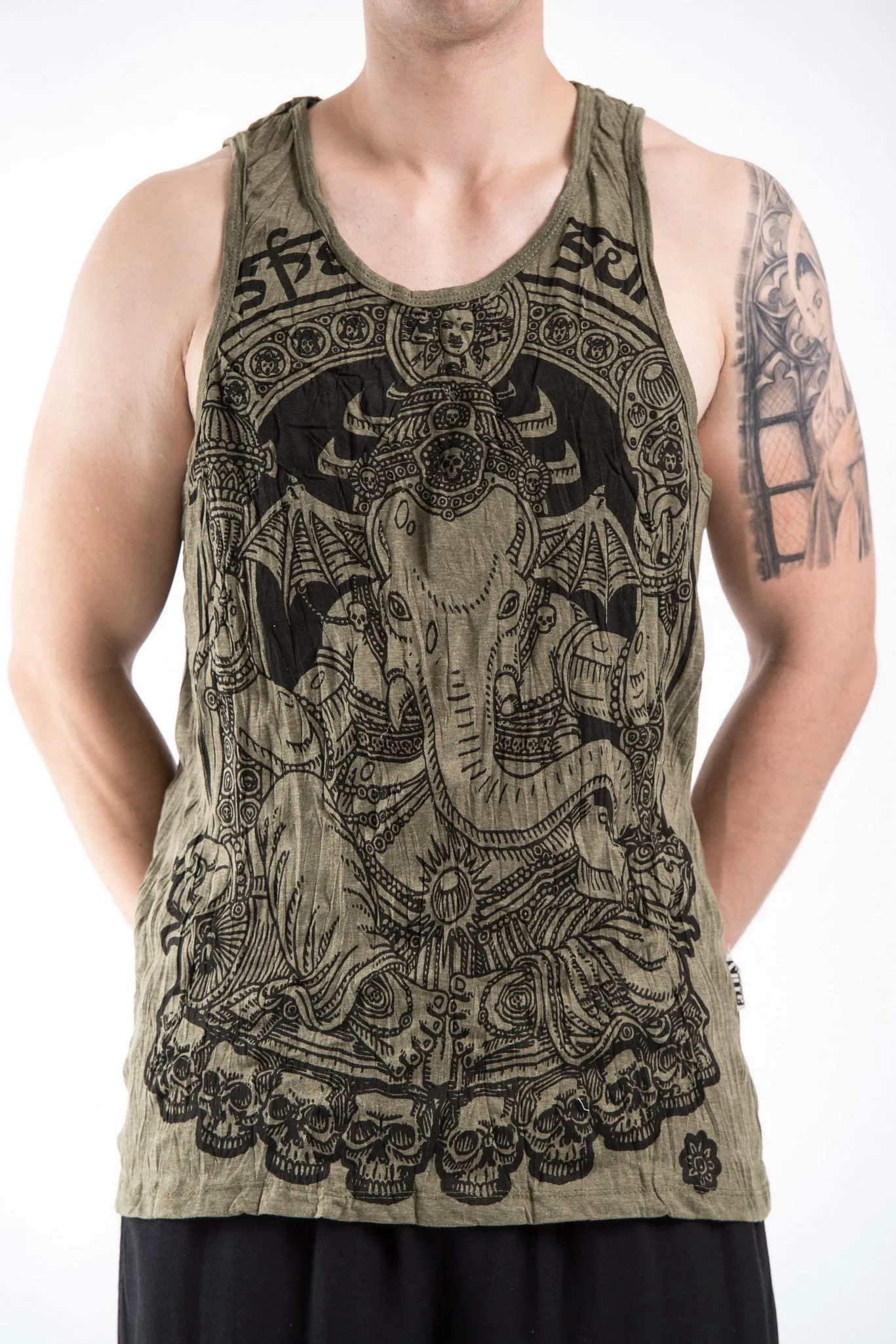 Mens Batman Ganesh Tank Top in Green