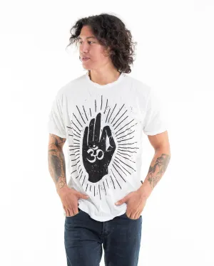 Mens Hand of Om T-Shirt in White