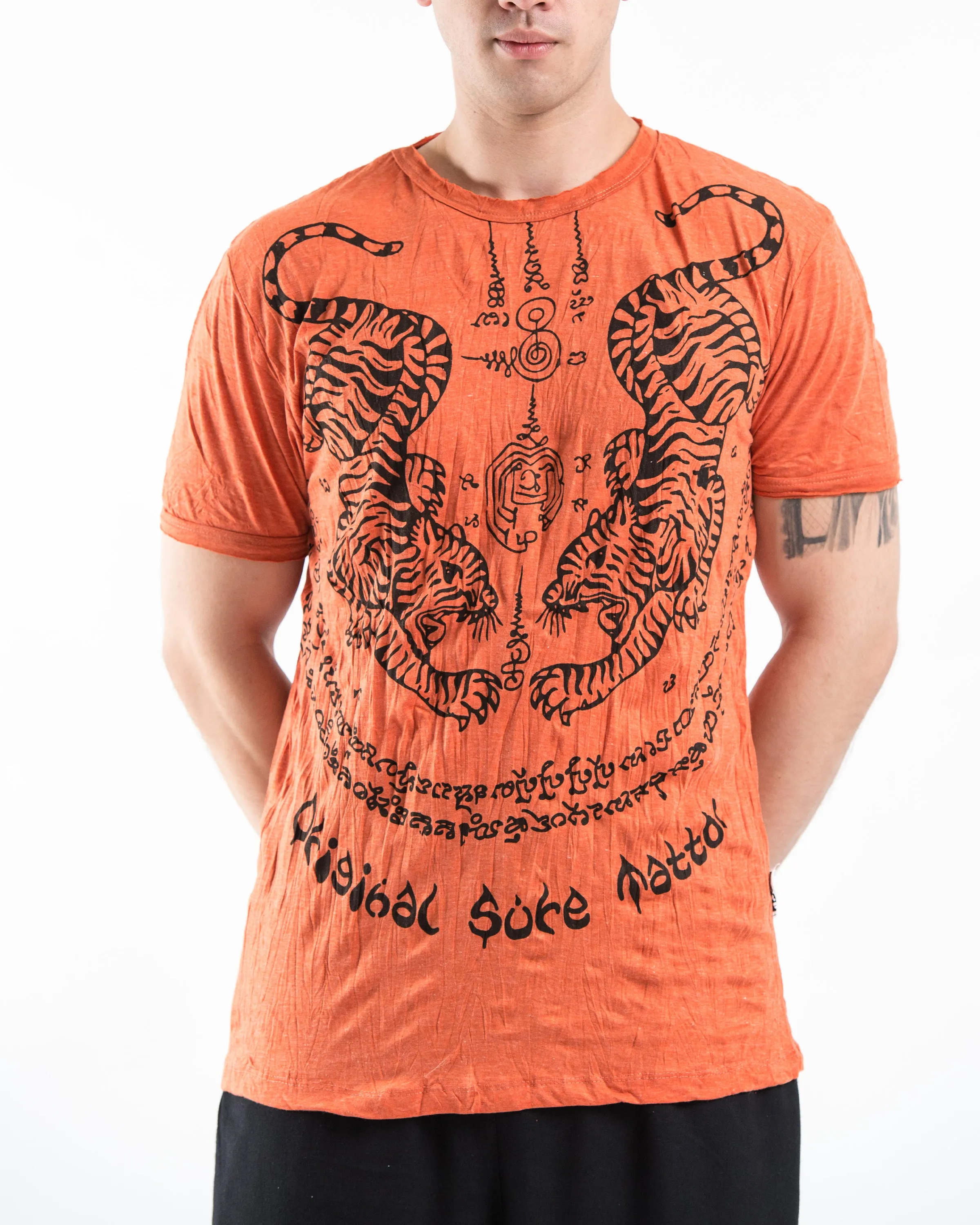 Mens Thai Tattoo T-Shirt in Orange