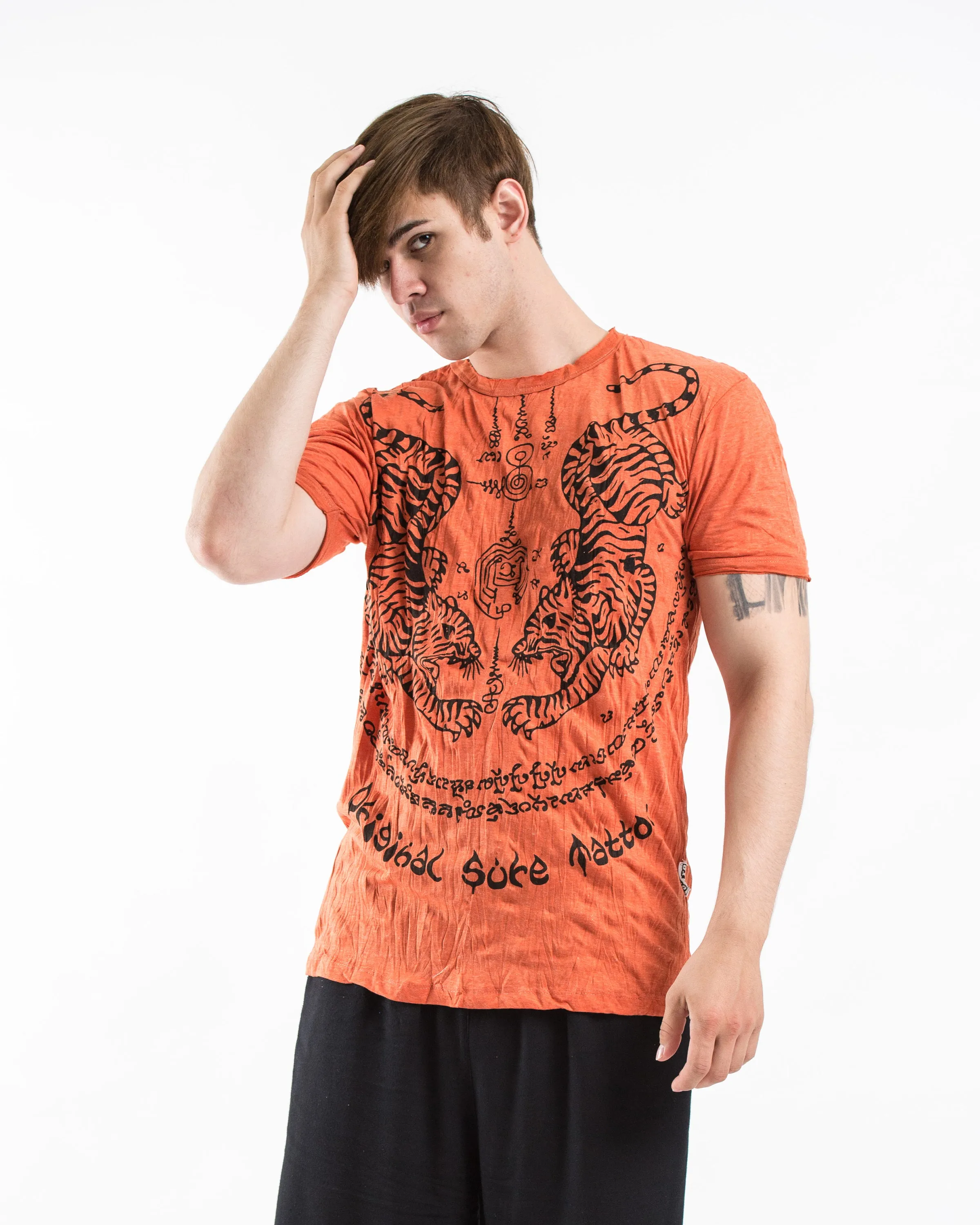 Mens Thai Tattoo T-Shirt in Orange