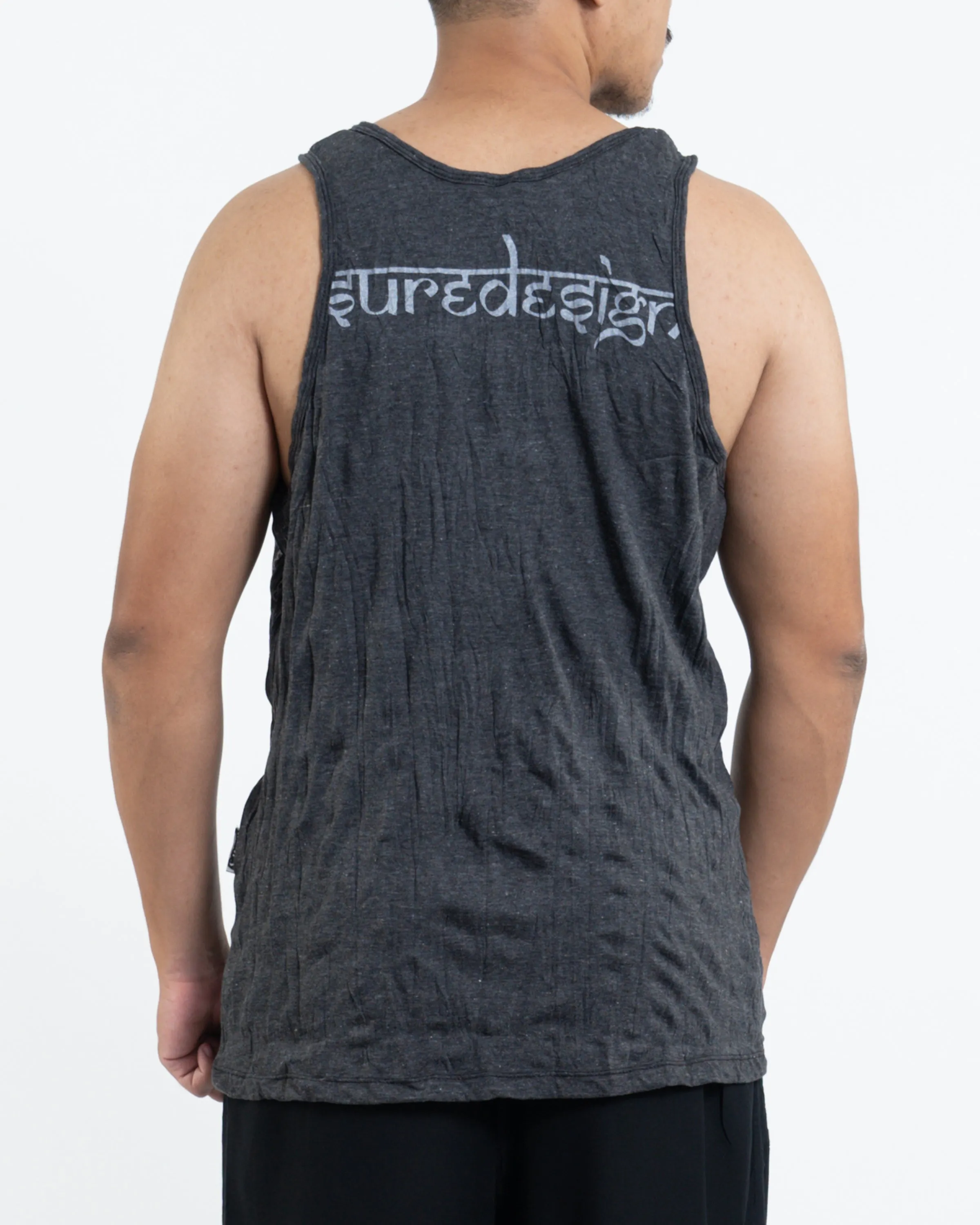 Mens Thai Tattoo Tank Top in Silver on Black