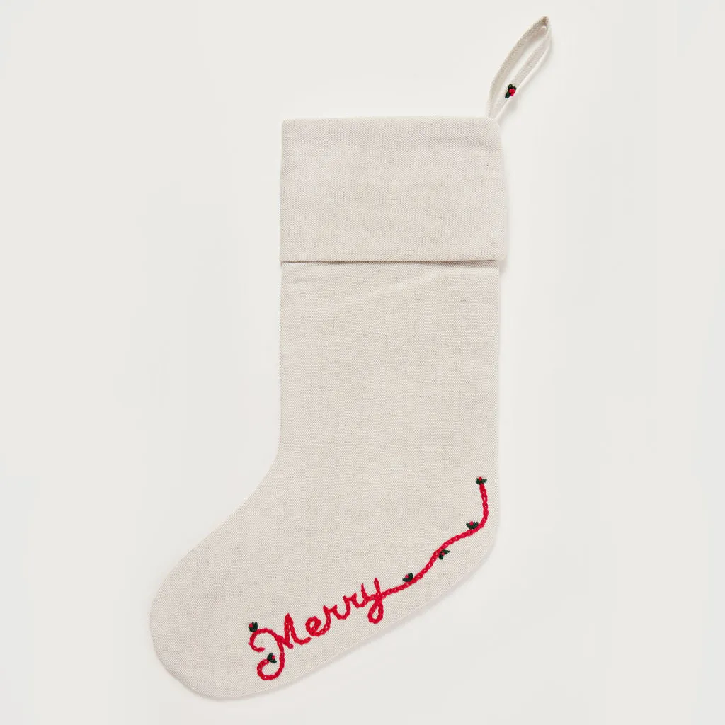 Merry Linen Stocking