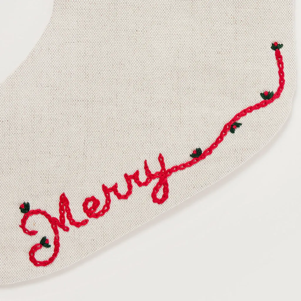 Merry Linen Stocking