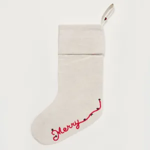 Merry Linen Stocking