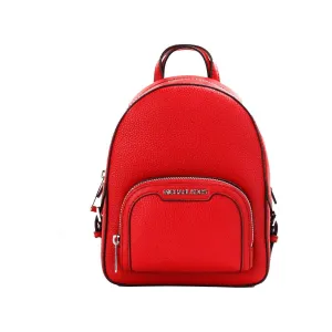 Michael Kors Jaycee Mini XS Bright Red Pebbled Leather Zip Pocket Backpack Bag