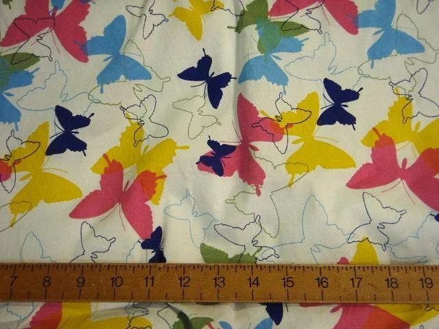 Multi-Colour Butterflies - Stretch Poplin