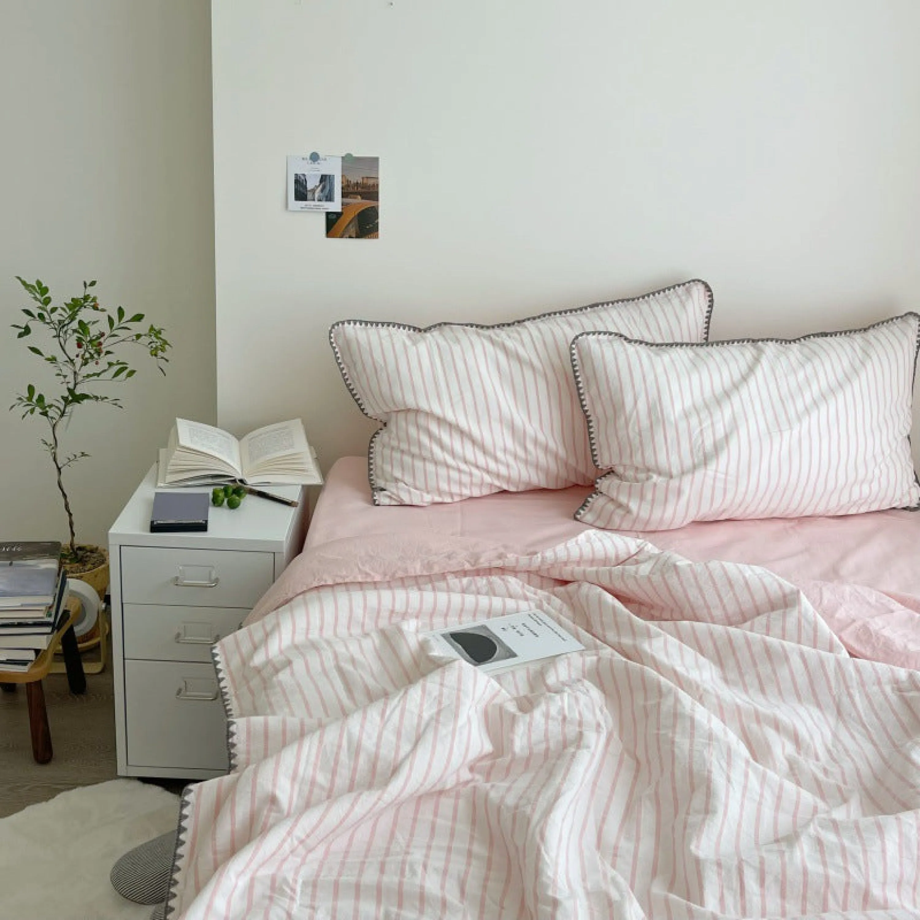 Pastel Stripe Blanket Set / Pink