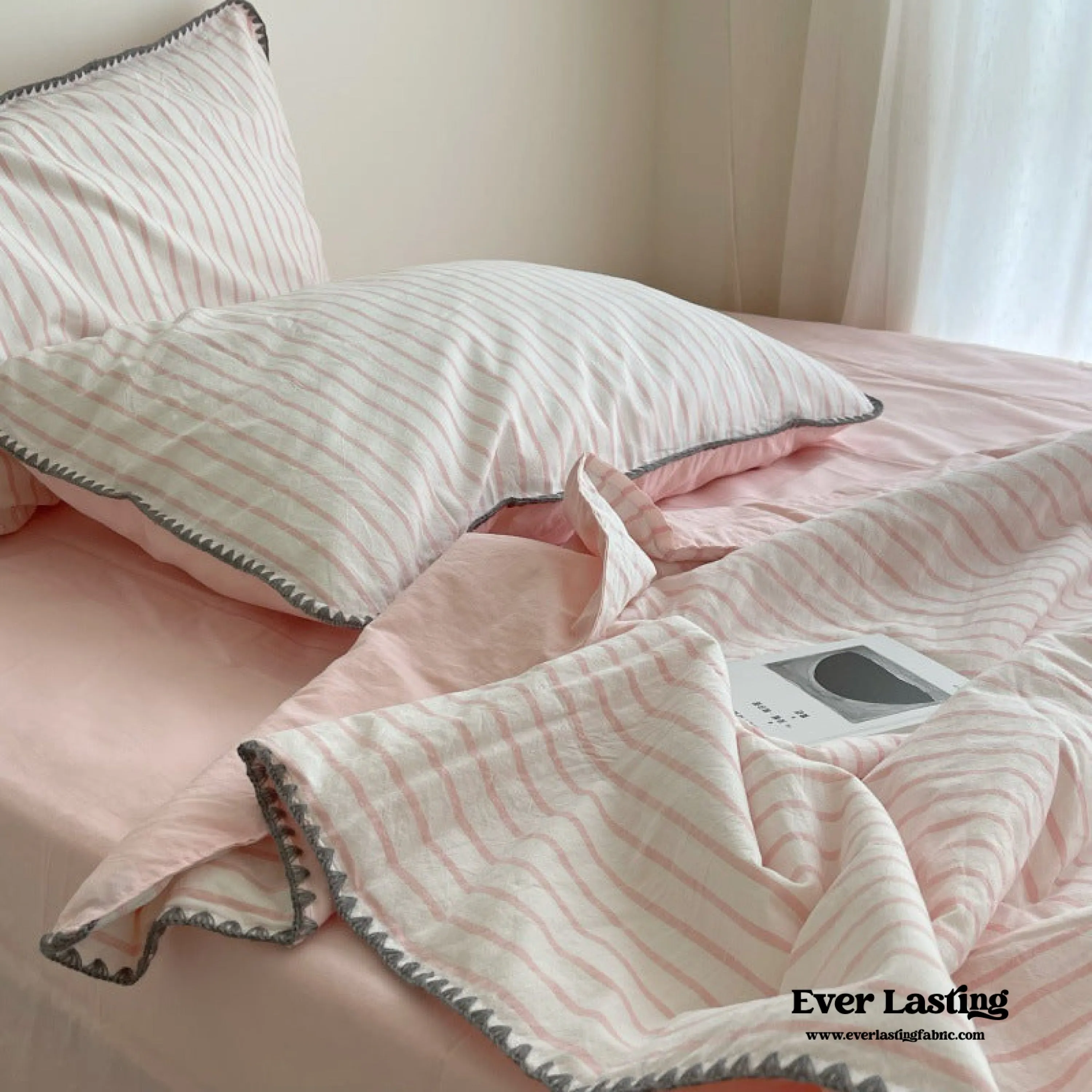 Pastel Stripe Blanket Set / Pink