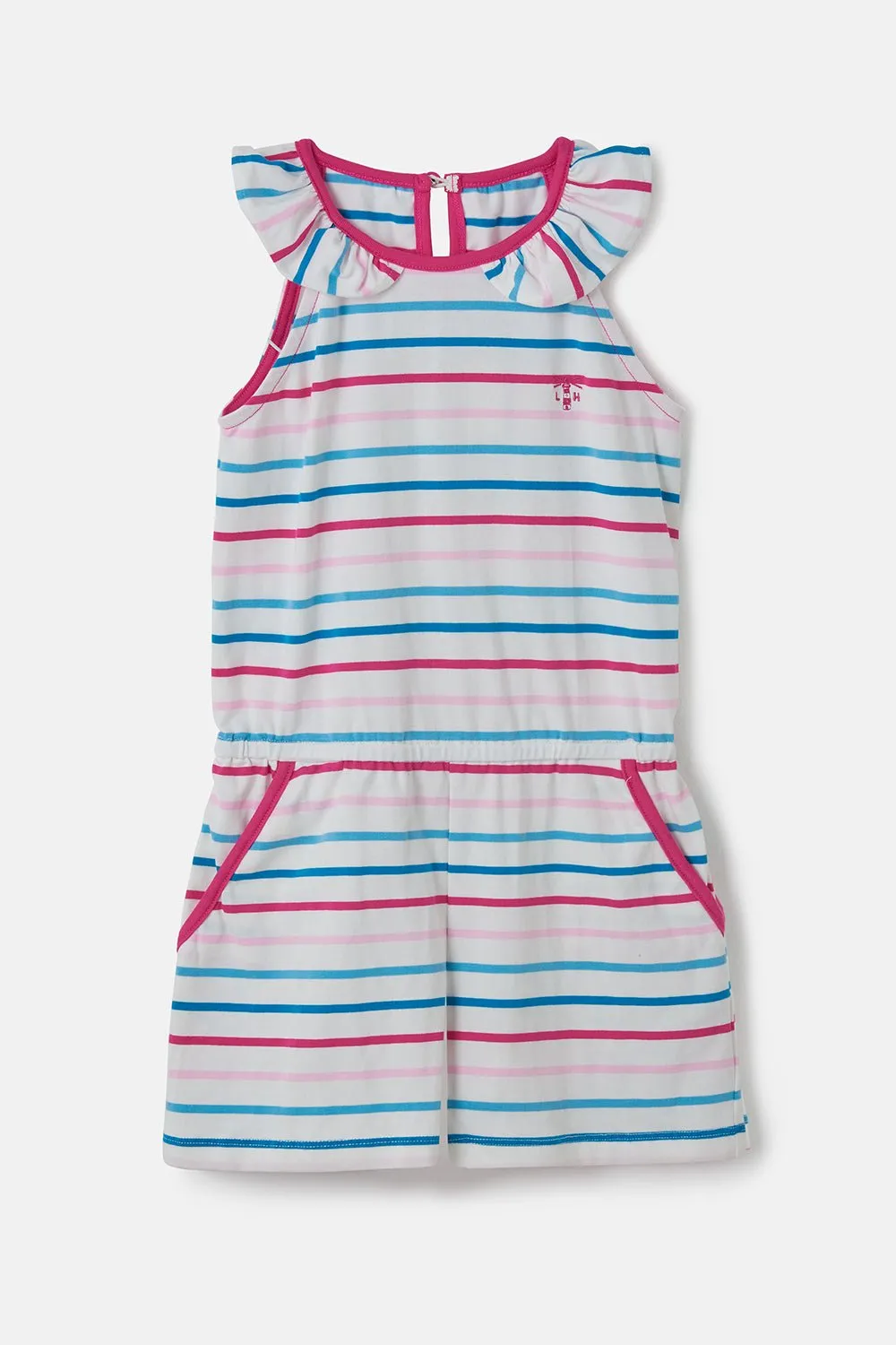 Penelope Playsuit - Teal Pink Stripe