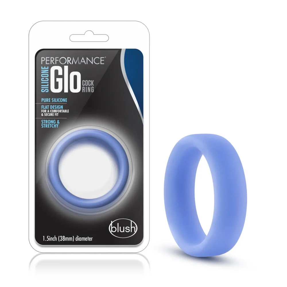 Performance By Blush® | Glo: Glow In The Dark Blue Penis Ring - Made with Puria™ Silicone