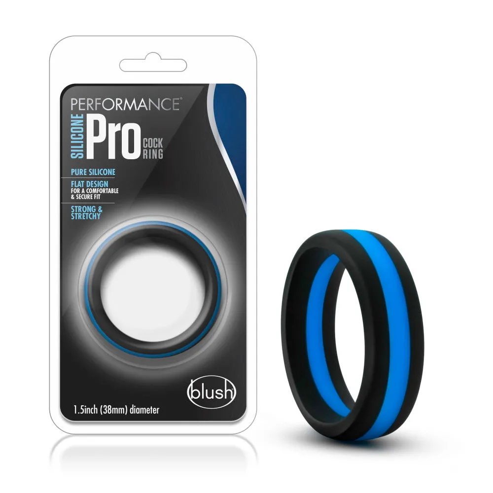 Performance By Blush® | Pro: Blue & Black Penis Ring - Made with Puria™ Silicone