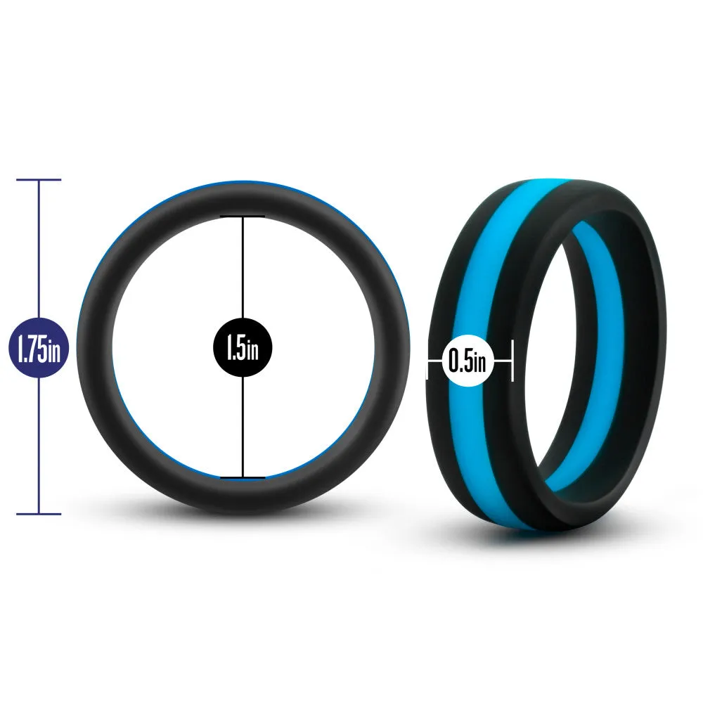 Performance By Blush® | Pro: Blue & Black Penis Ring - Made with Puria™ Silicone