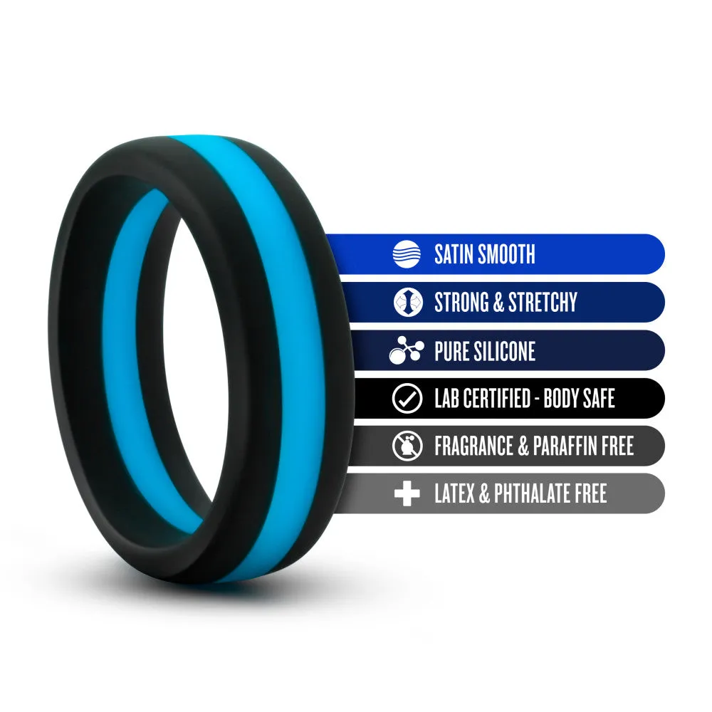 Performance By Blush® | Pro: Blue & Black Penis Ring - Made with Puria™ Silicone