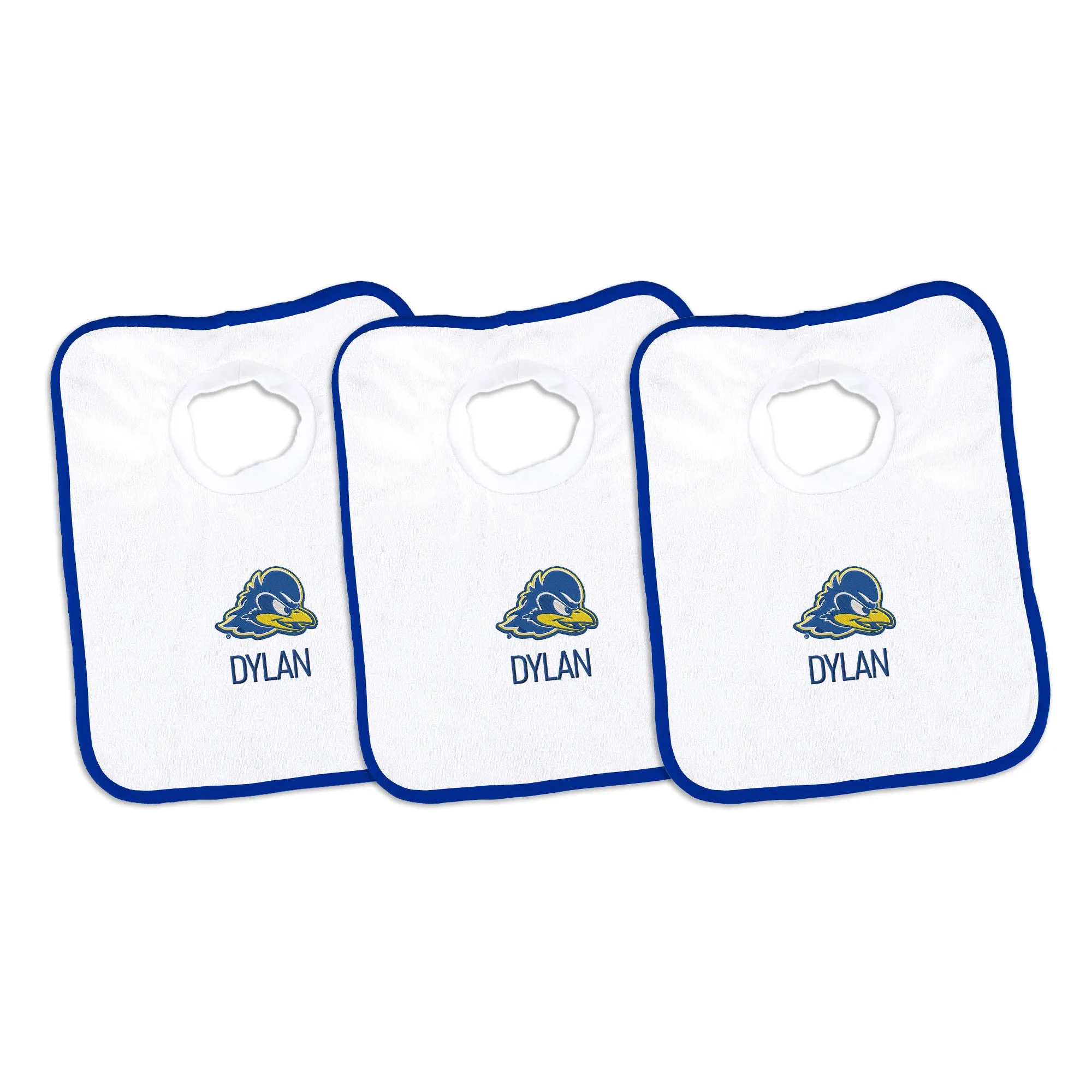 Personalized Delaware Fightin' Blue Hens 3-Pack Bibs