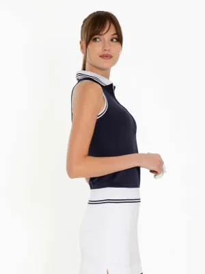 Phoebe Sleeveless Polo	- Midnight/White