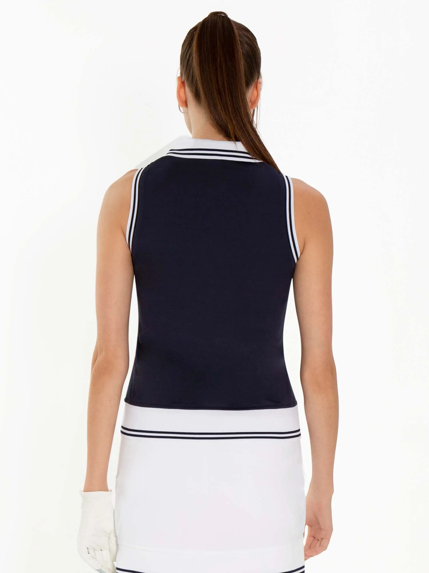 Phoebe Sleeveless Polo	- Midnight/White