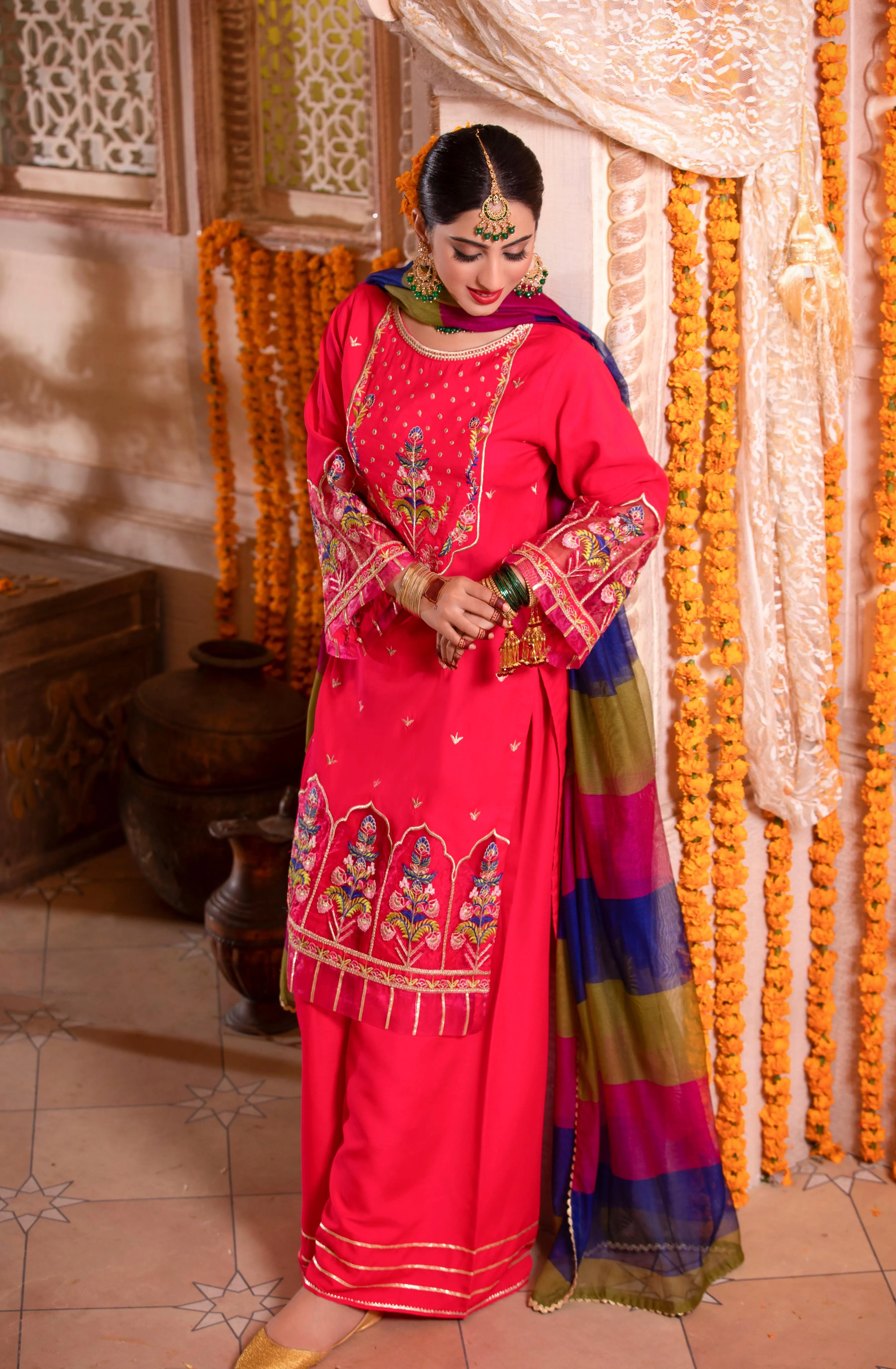 Pink Multicolor Embroidered Festive Suit (Afreen)