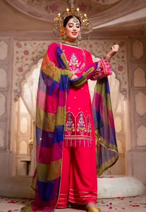 Pink Multicolor Embroidered Festive Suit (Afreen)