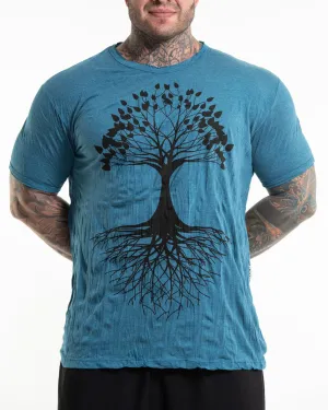 Plus Size Mens Tree of Life T-Shirt in Denim Blue