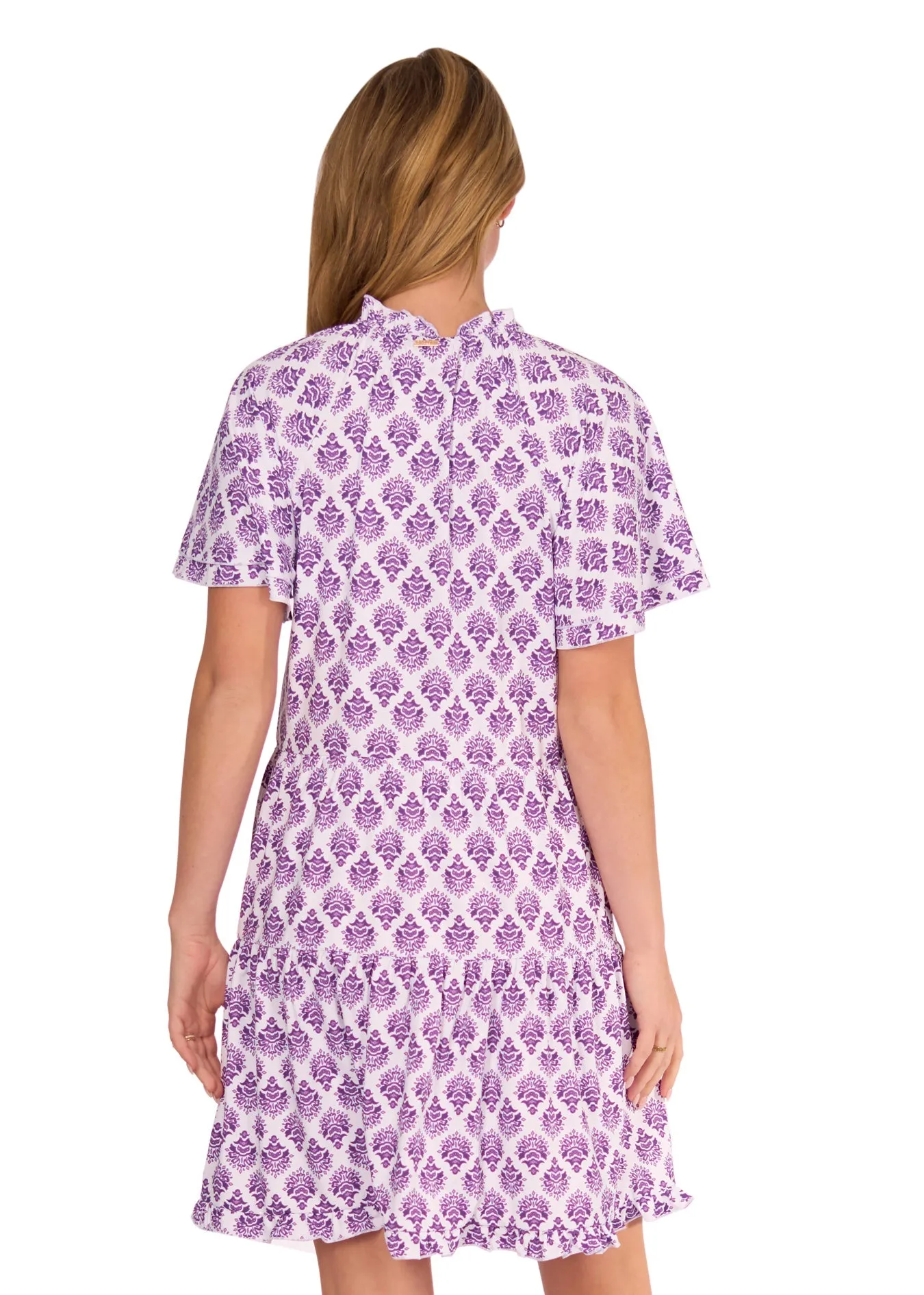 Purple Game Day Short Sleeve Tiered Dress