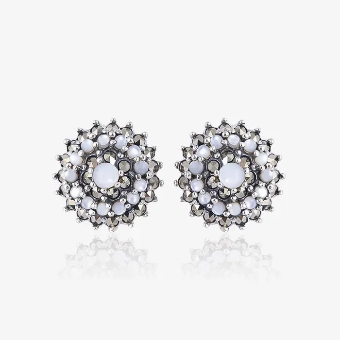 Radiant Circle Oxidized Silver Studs