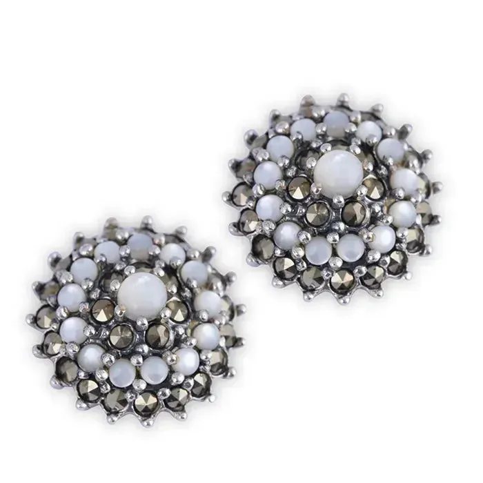 Radiant Circle Oxidized Silver Studs