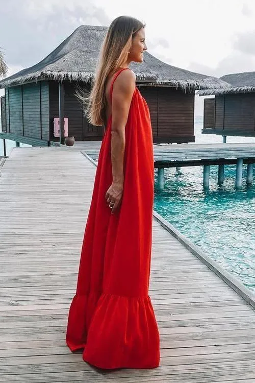 Ruffles Hem Slip Maxi Dress