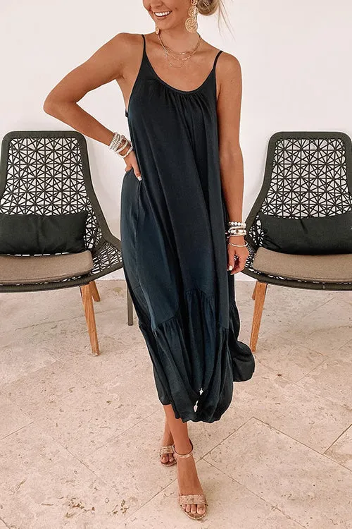 Ruffles Hem Slip Maxi Dress