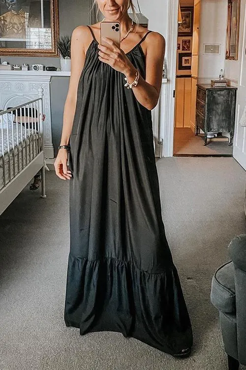 Ruffles Hem Slip Maxi Dress