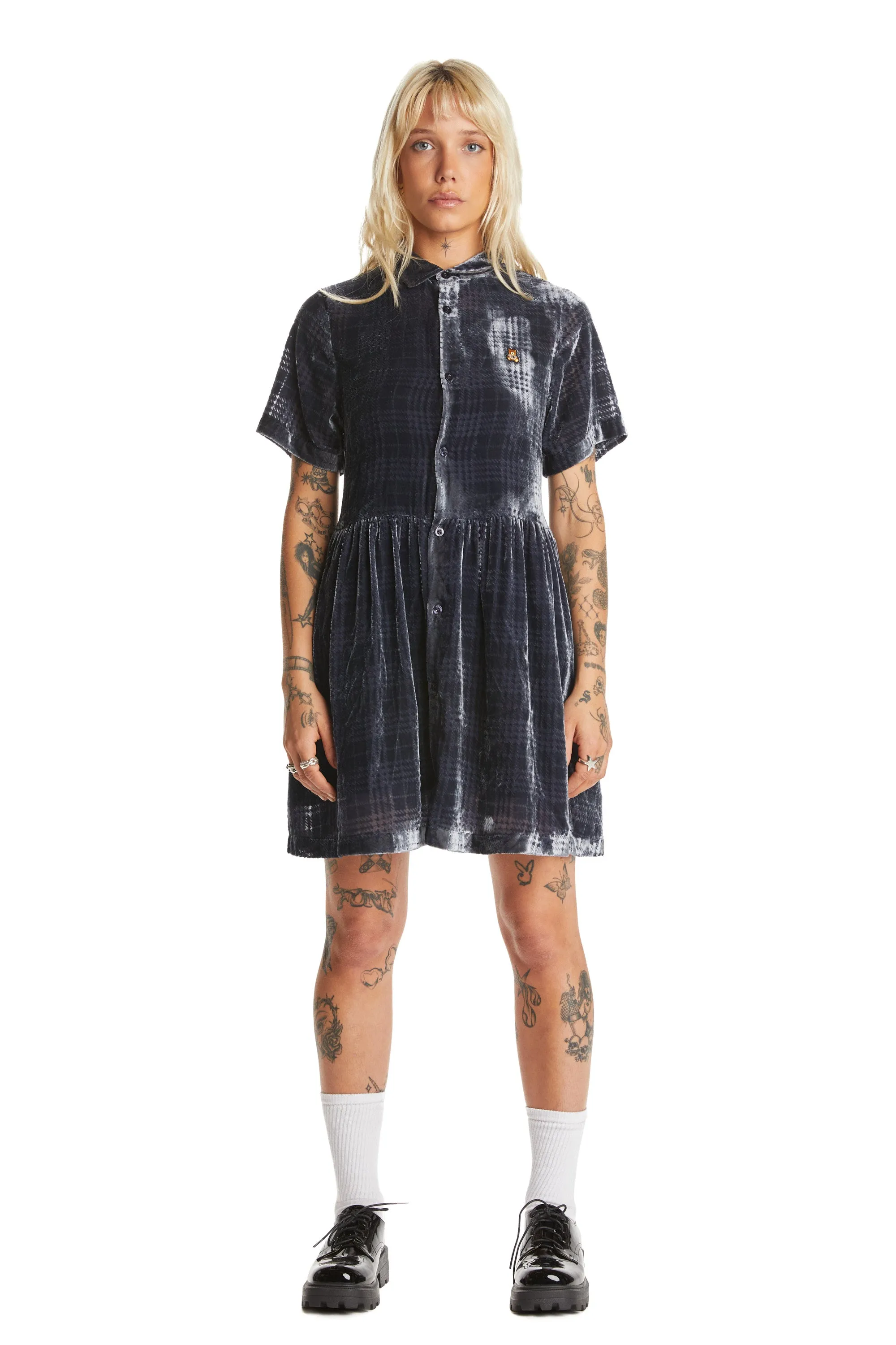 Sheer Check Shirt Dress