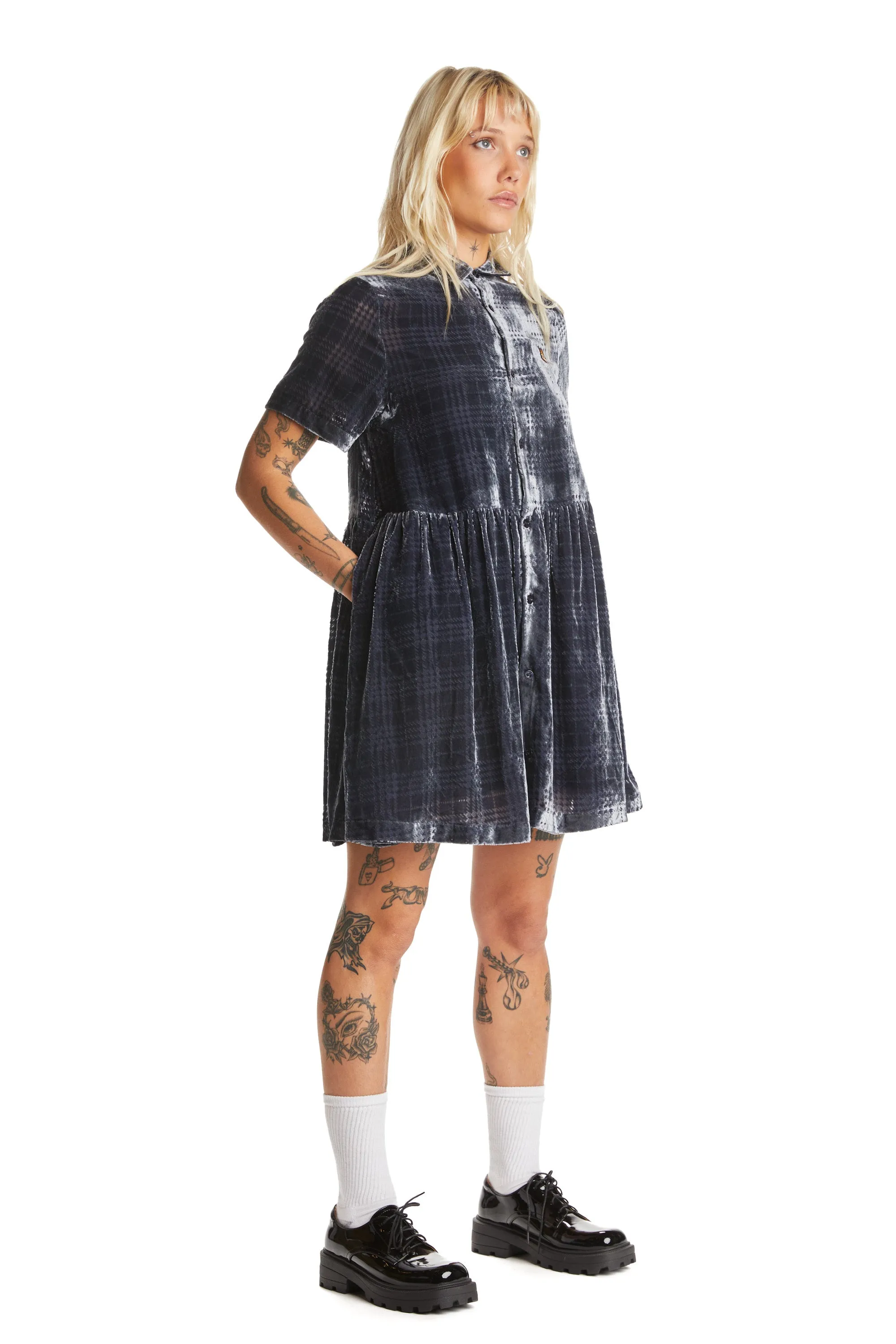 Sheer Check Shirt Dress