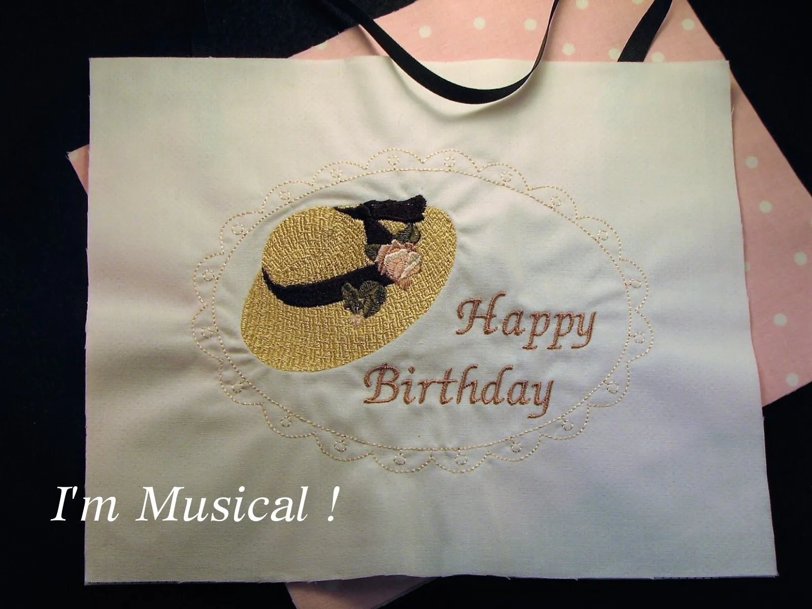 Straw Hat Music Box Pillow -- Personalized Embroidered MUSICAL Keepsake