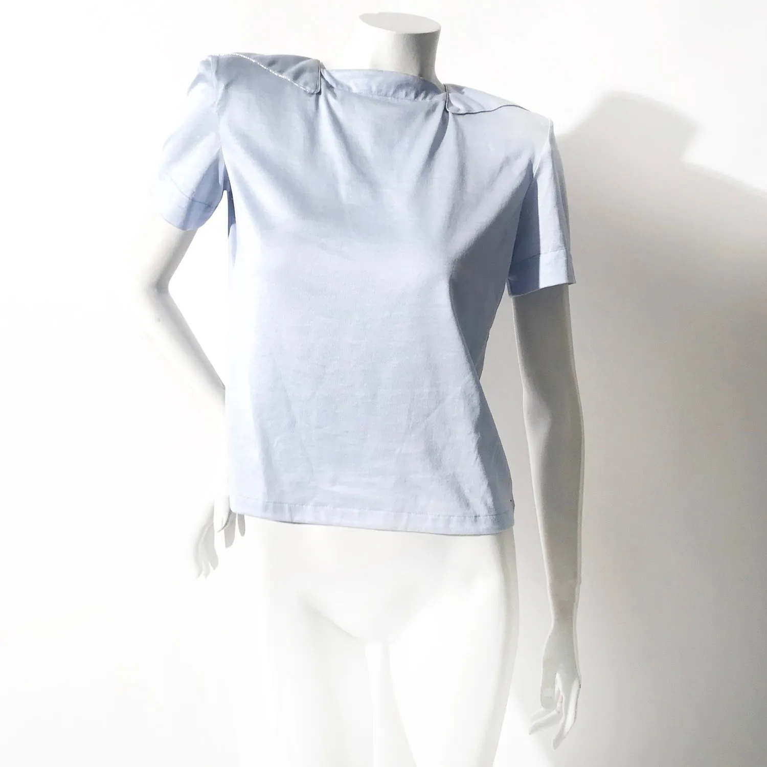 Vintage Blue Cotton Knit Short Sleeve Top