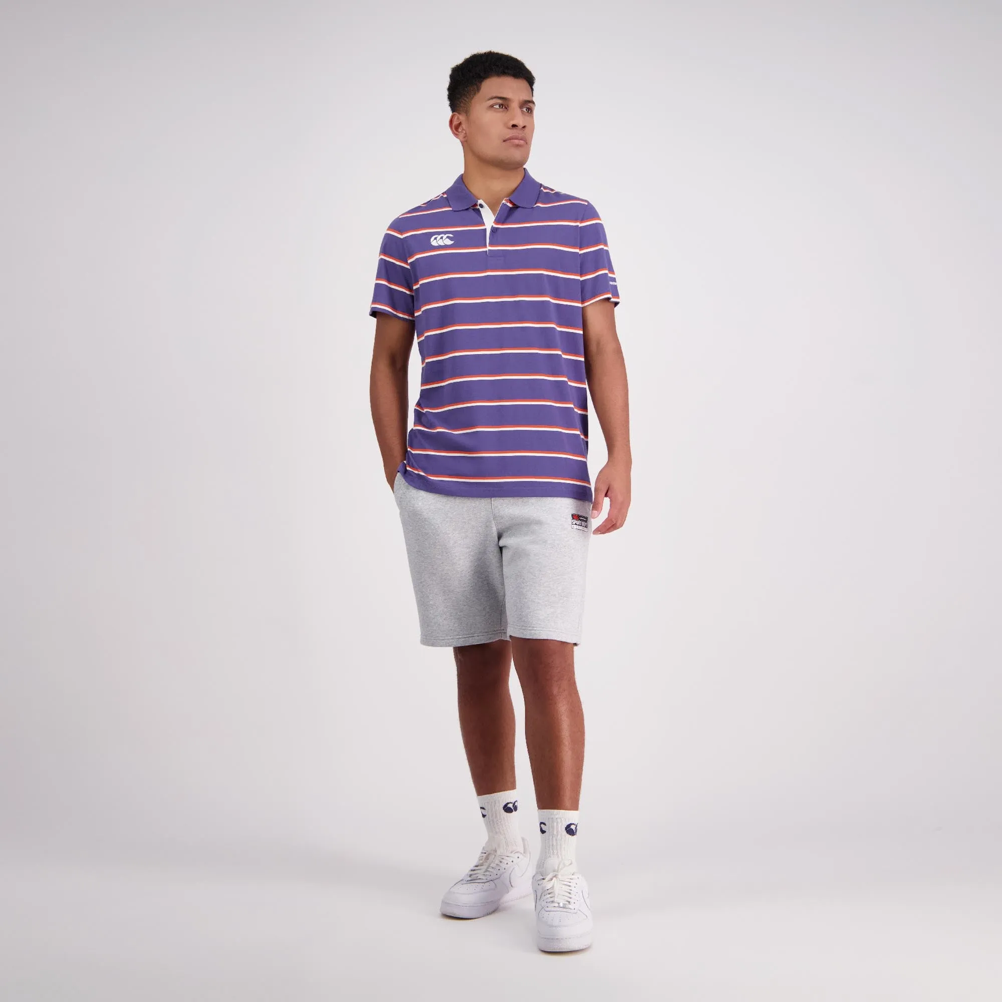 Yarn Dye Stripe Polo - crown blue