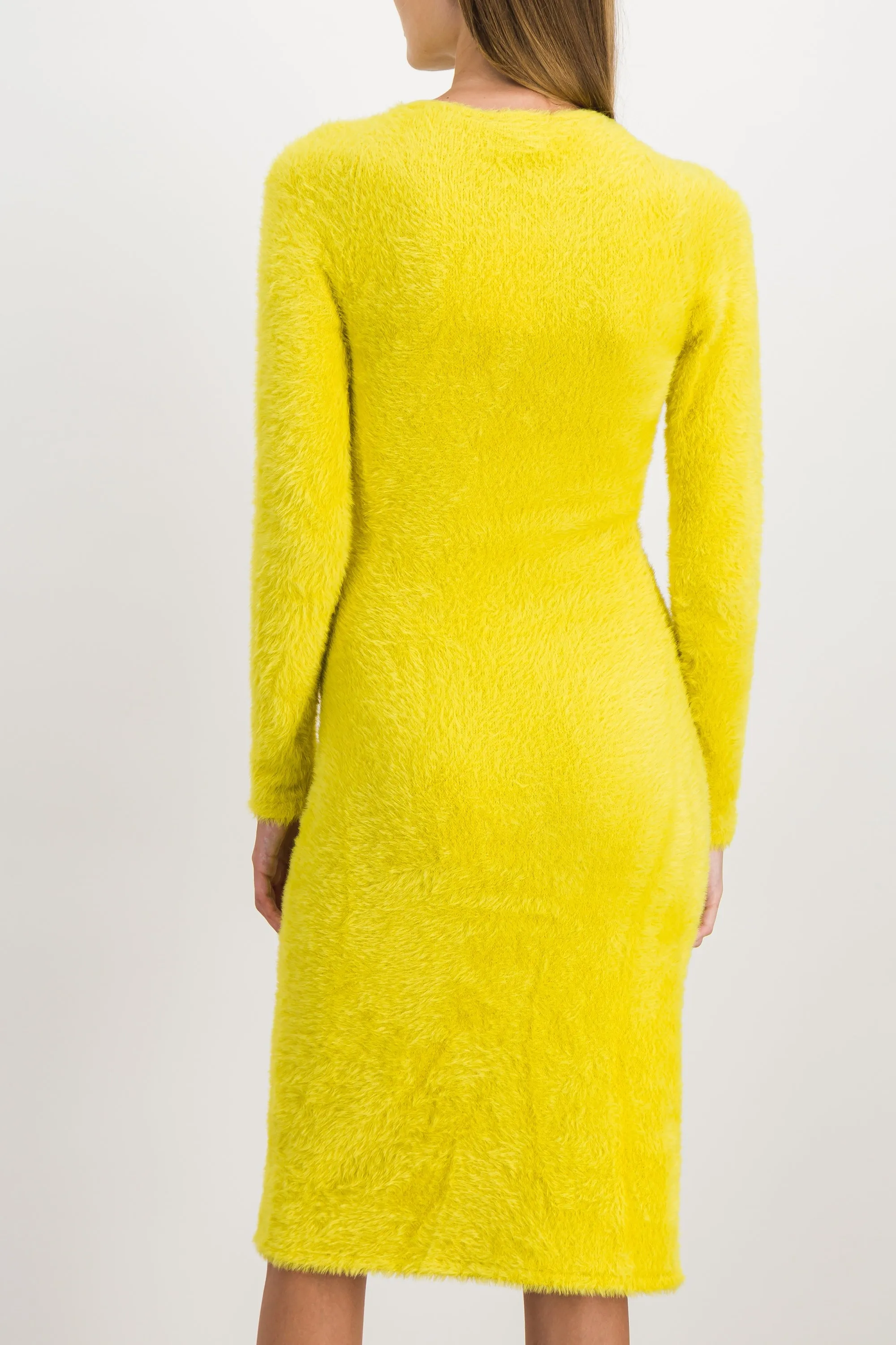 Yellow twisted cut-out knit dress